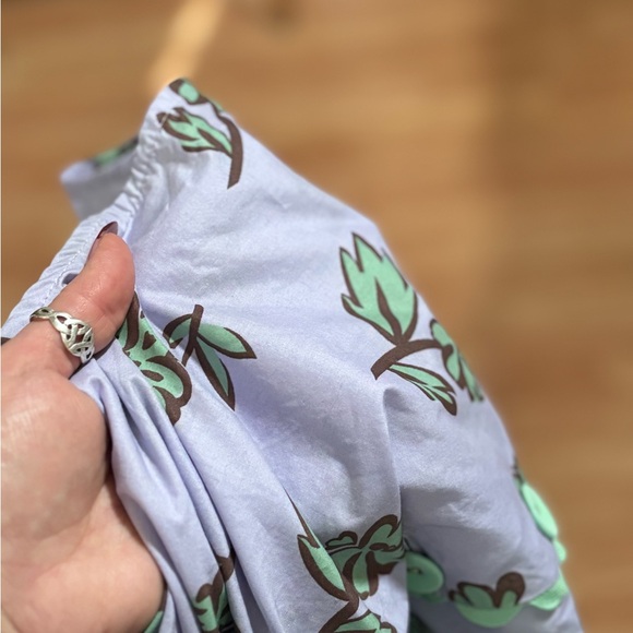 Unique Vintage Lavender & Mint Green Floral Print Peplum Honeybun Top - XL/14 - Picture 6 of 8